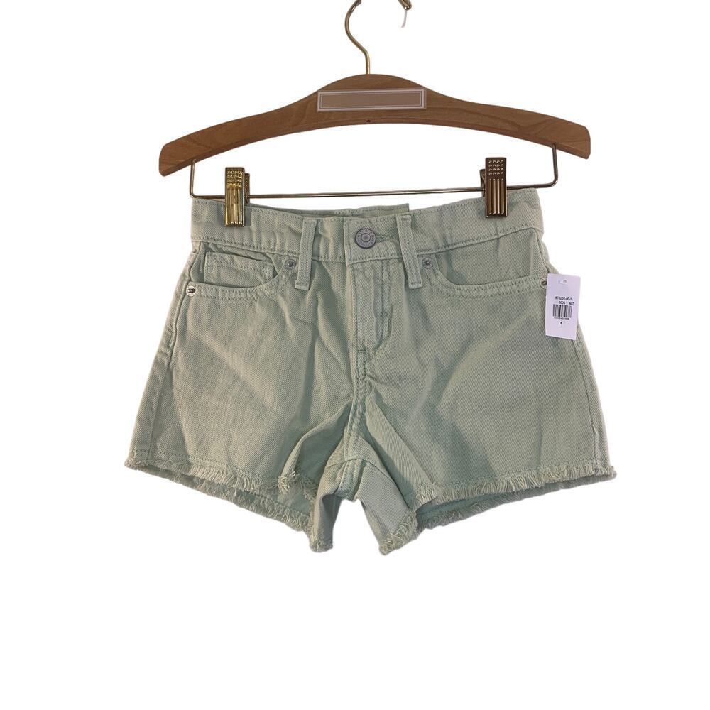 Old Navy Girl’s Light Green High Rise Adj Waist Cut Off Jean Shorts / Size: 6
